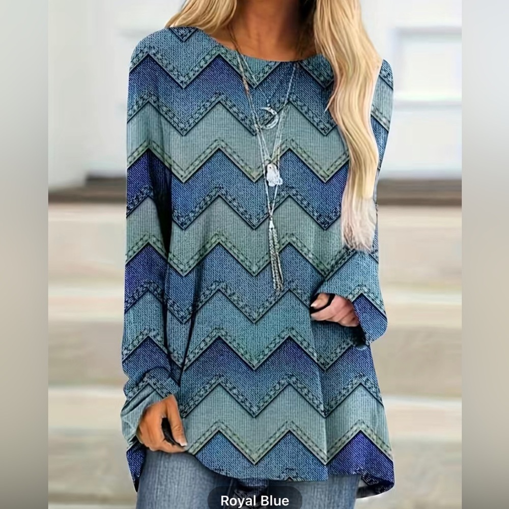 NWT Blue chevron print plus size top NIP